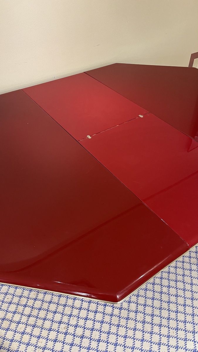 Lacquered And Travertine Dining Table, 1970-photo-2