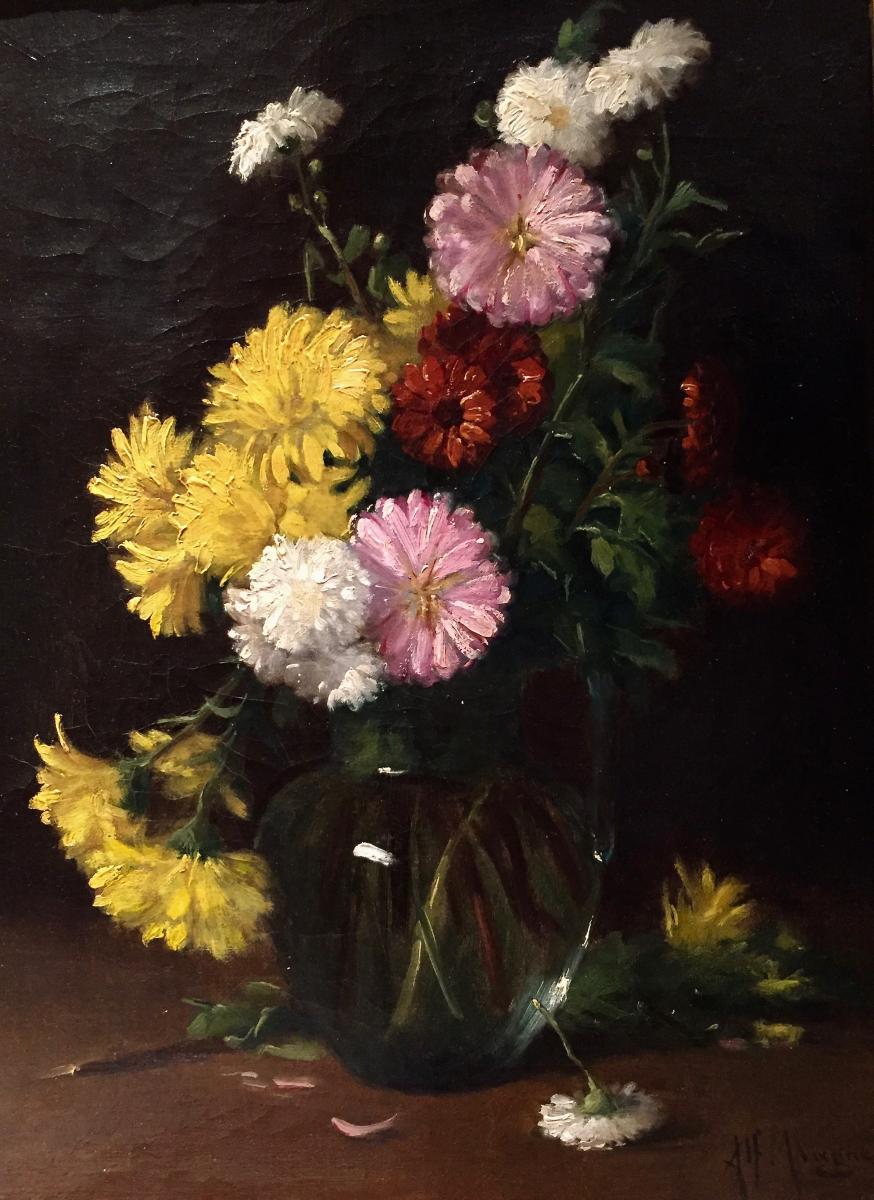 Alfred Magne (1855-1936) - Nature Morte Aux Fleurs / Peinture Française-photo-2