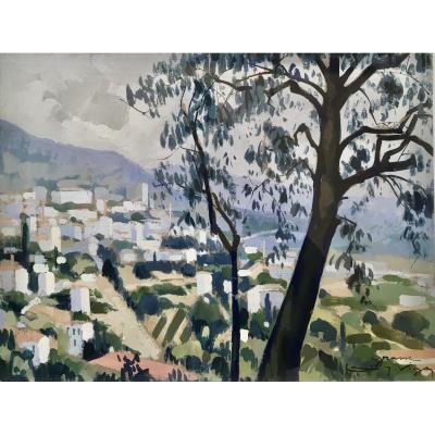 Louis Jacques Vigon (1897-1985) - Vue de Grasse (Alpes-Maritimes) / Ecole de Rouen 