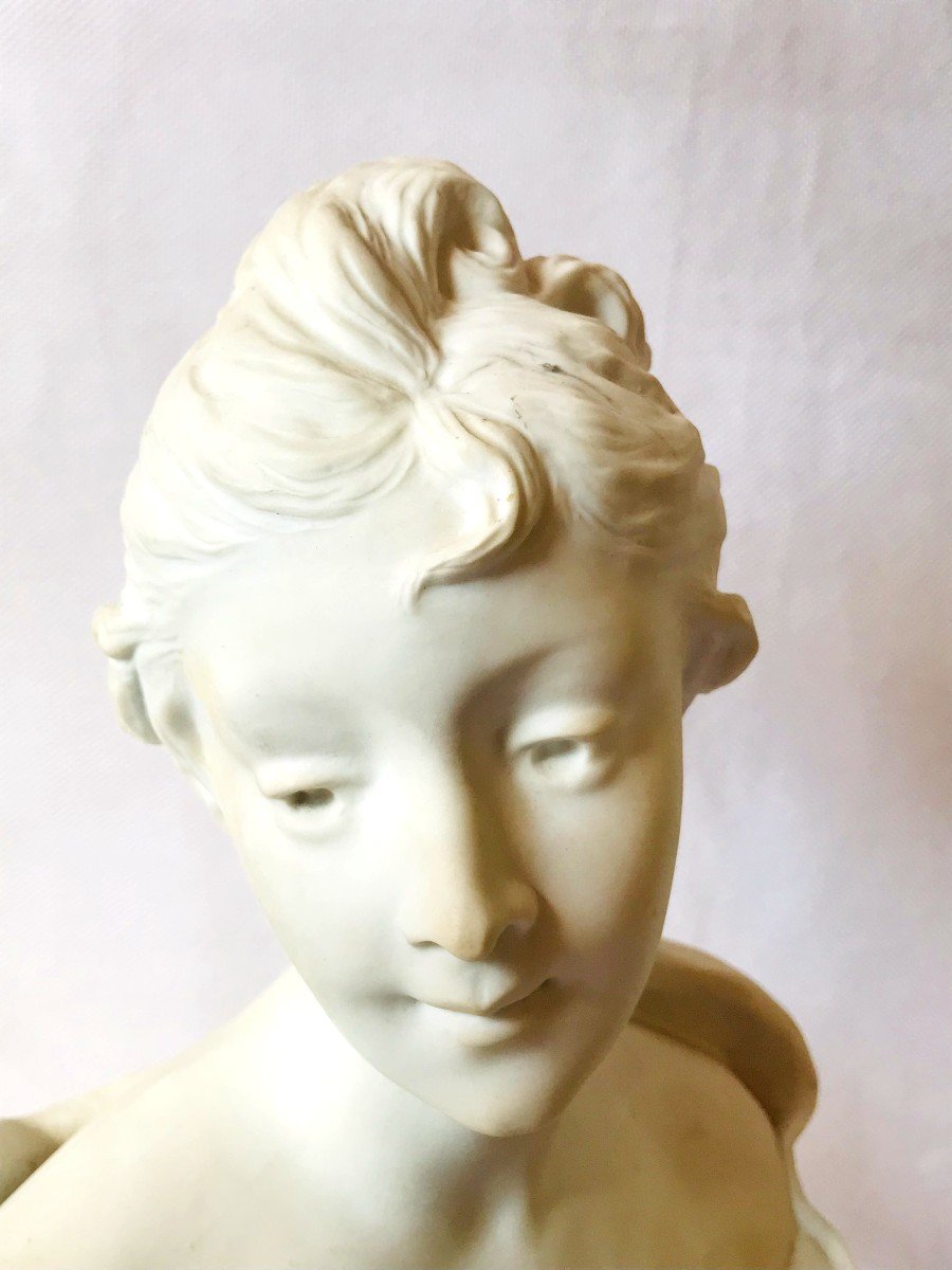 Buste De Jeune Fille De Sylvain Kinsburger En Biscuit 1855-1935-photo-7