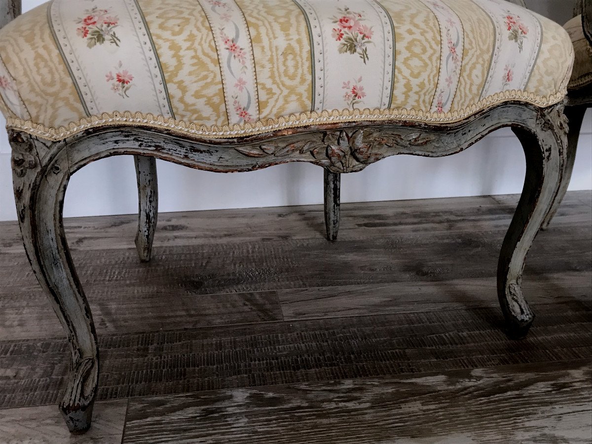 Pair Of Louis XV Armchairs With Gray Patina, Eighteenth Time-photo-1