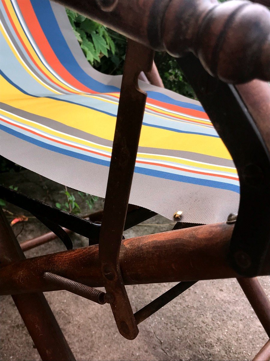 Steamer Deckchair Circa 1890, In Turned Wood-photo-1