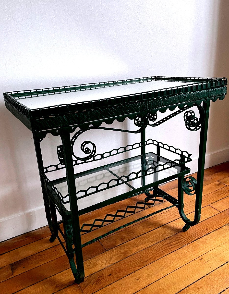 Green Wrought Iron Trolley, Art Deco Period