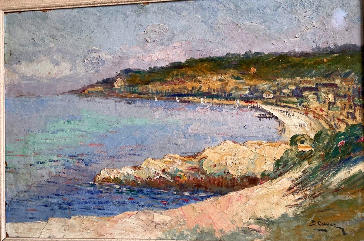 Tableau, La Baie De Saint Tropez, Par B. Cower Vers 1930/40