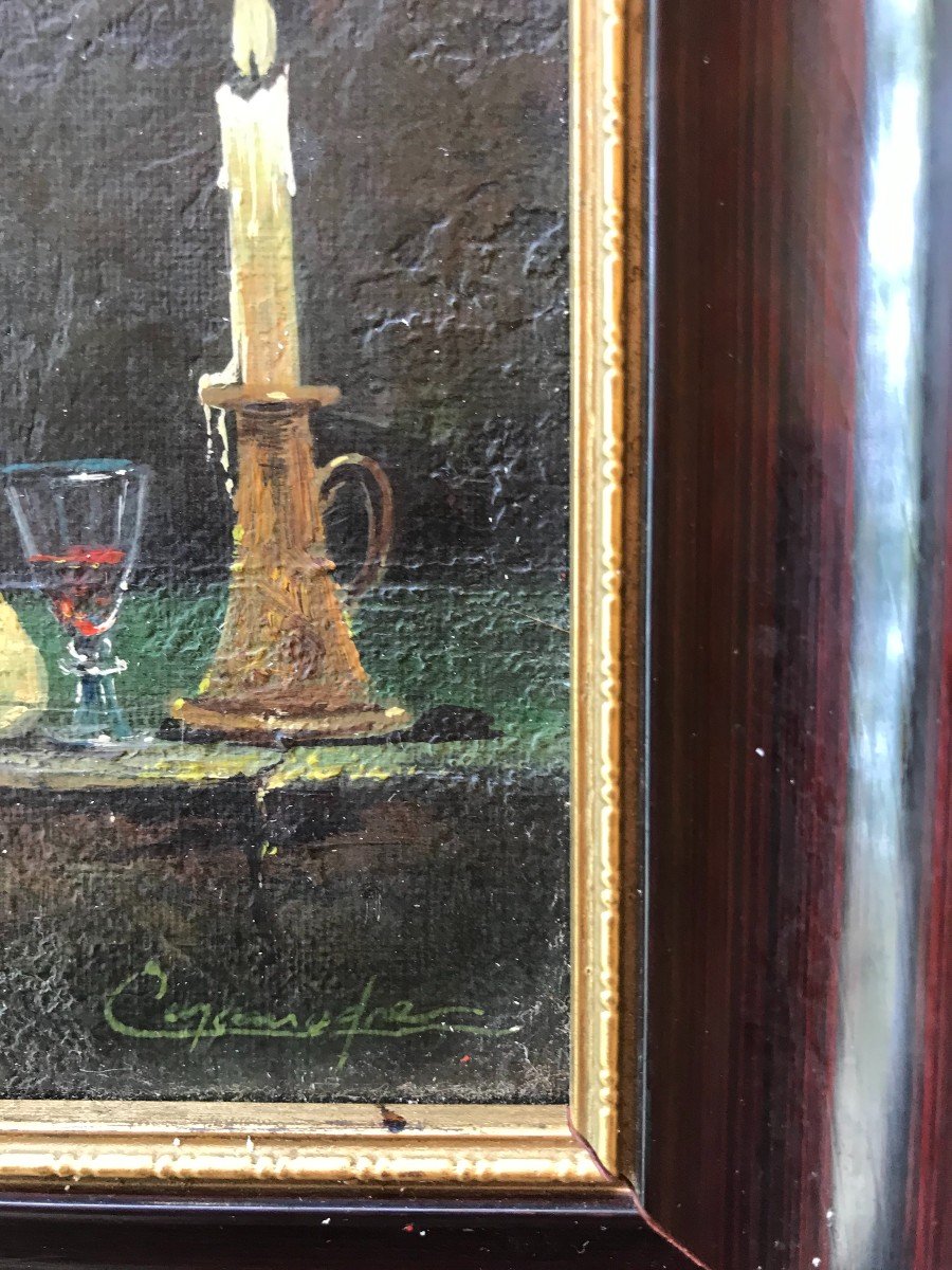 Painting, Still Life With Watermelon, Hst, Signed By Georges Caramadre From October 1979.-photo-3