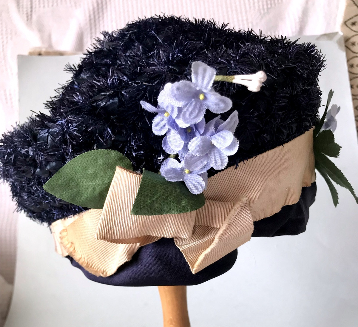 Chapeau Béret Ancien Pour Femme Noeud Et Décor Floral 