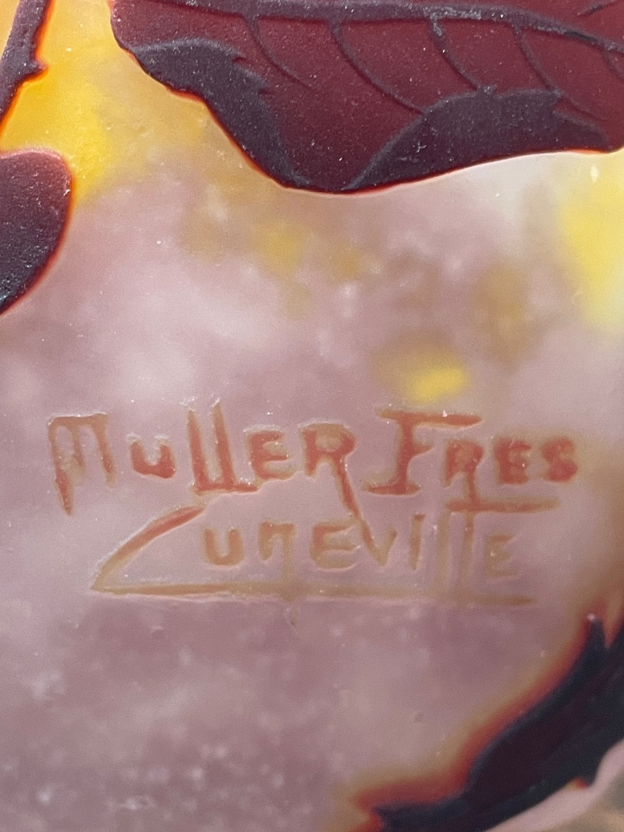 Vase en pâte de verre dégagé à l acide de Muller Frères Luneville -photo-2