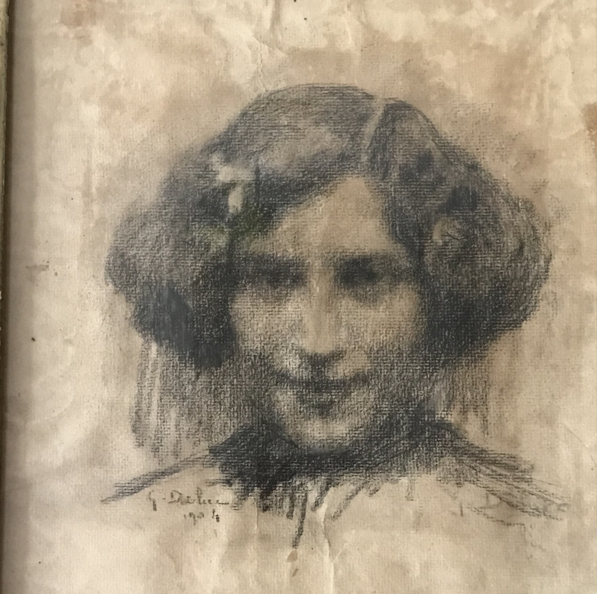 Tableau, portrait de jeune fille de Gabriel Deluc peintre basque 1883-1916-photo-2