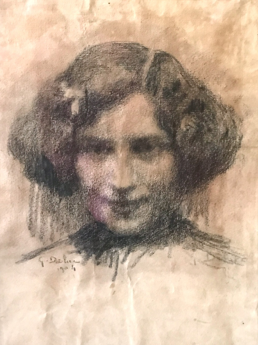 Tableau, portrait de jeune fille de Gabriel Deluc peintre basque 1883-1916-photo-3