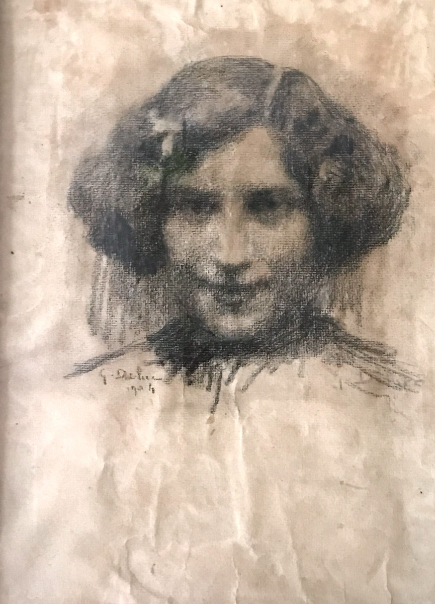 Tableau, portrait de jeune fille de Gabriel Deluc peintre basque 1883-1916