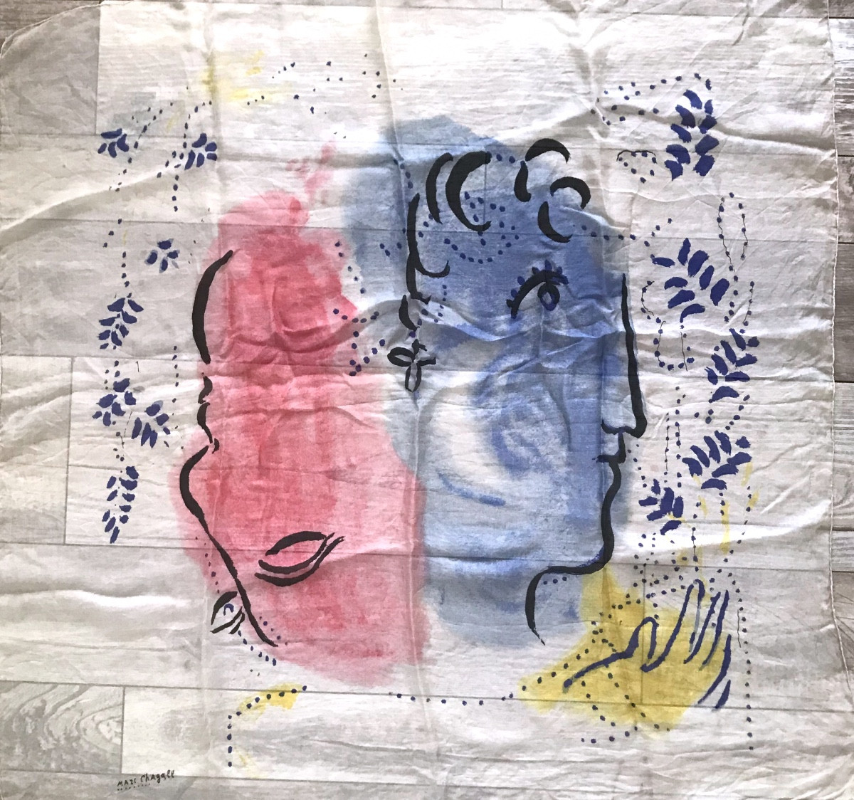 Marc Chagall Painted Silk Square Circa 1950/60