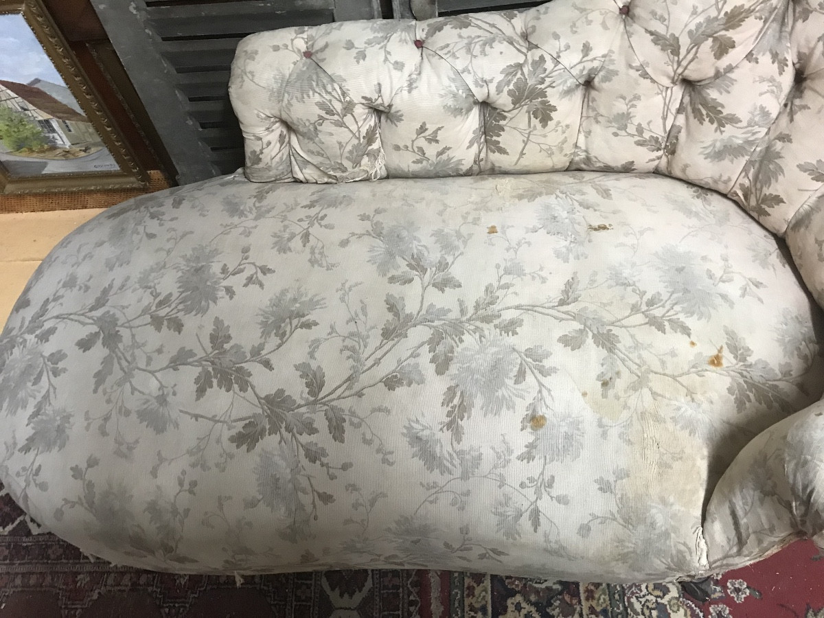 Méridienne Napoleon III en tissu capitonné XIXeme -photo-3