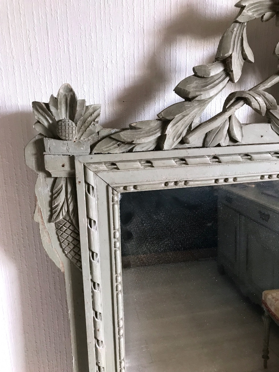 Trumeau en bois patine aux attributs du jardinier XIXeme -photo-3