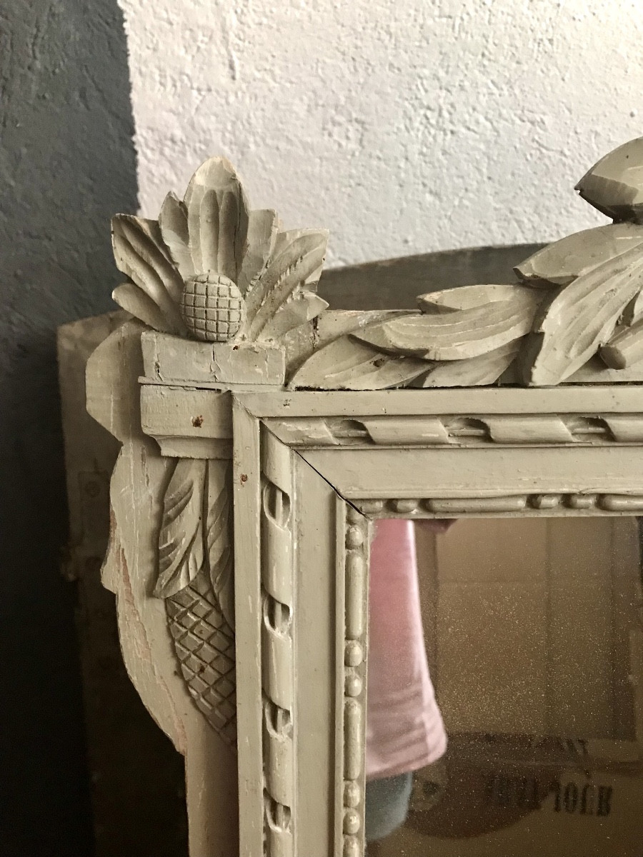 Trumeau en bois patine aux attributs du jardinier XIXeme -photo-2