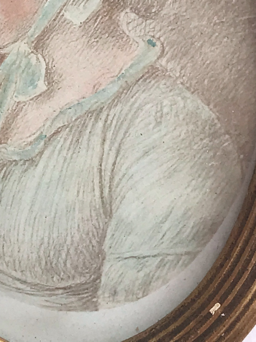 Miniature, Portrait Of A Woman In Pencil, Circa 1850-photo-1