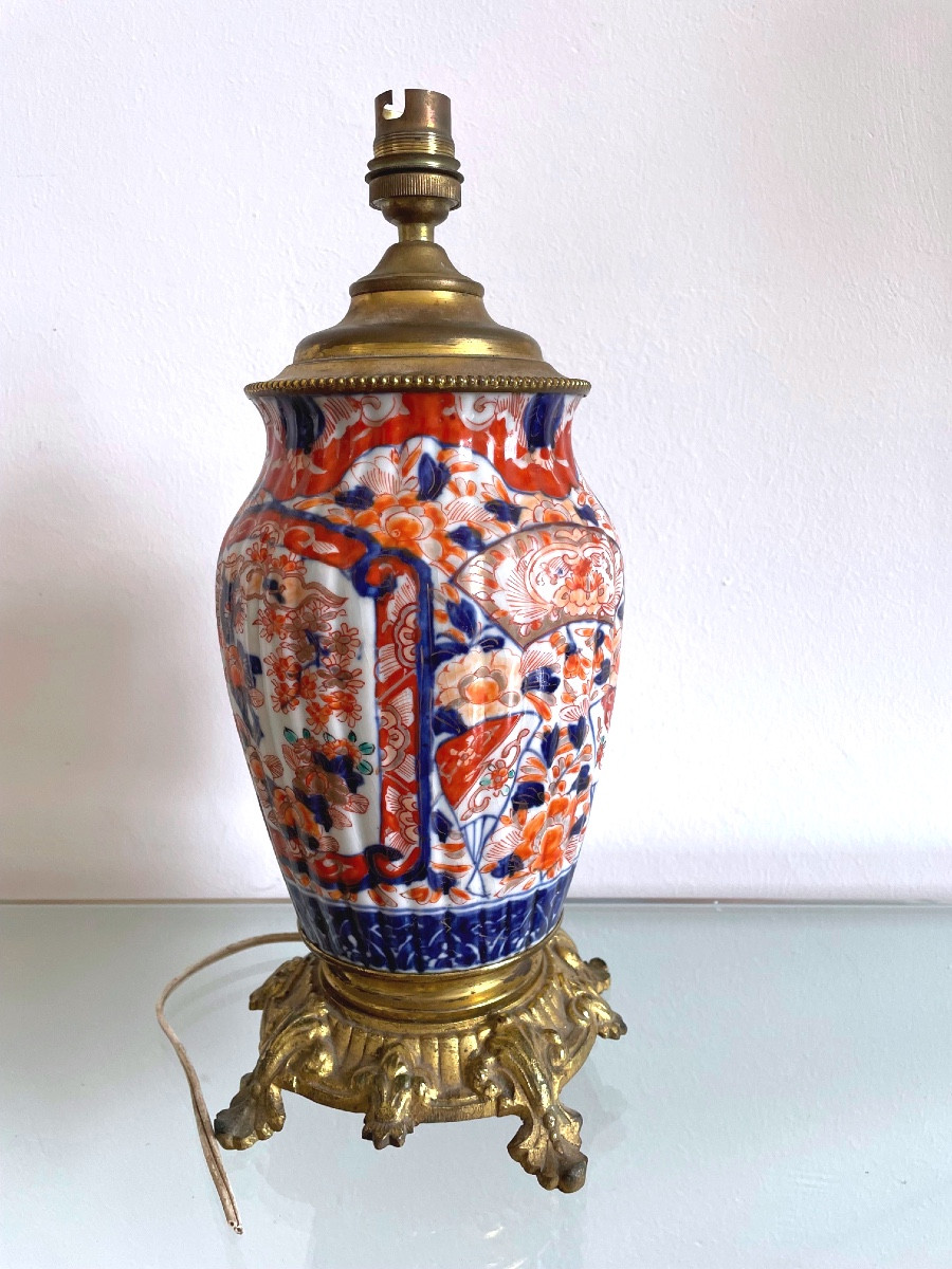 Pied de lampe en porcelaine Imari, époque Napoléon III, XIX eme-photo-3