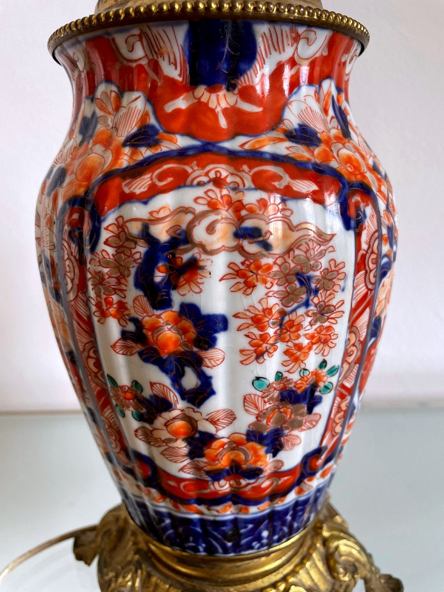 Pied de lampe en porcelaine Imari, époque Napoléon III, XIX eme-photo-4