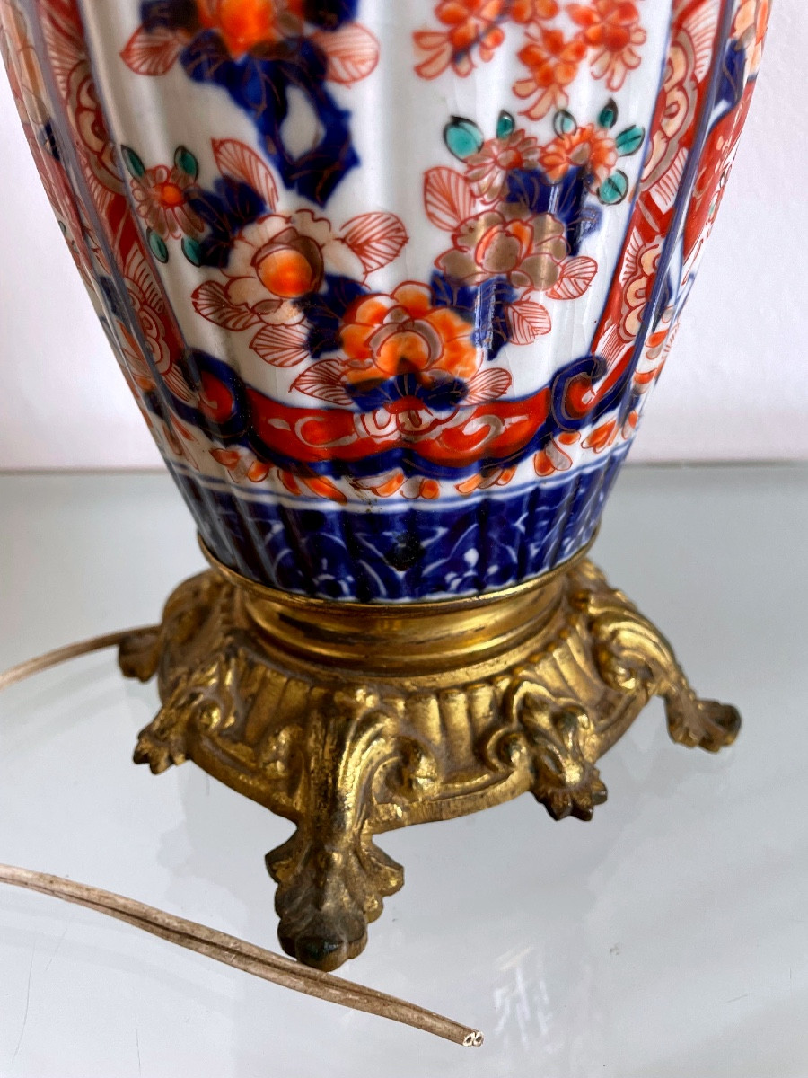Pied de lampe en porcelaine Imari, époque Napoléon III, XIX eme-photo-1