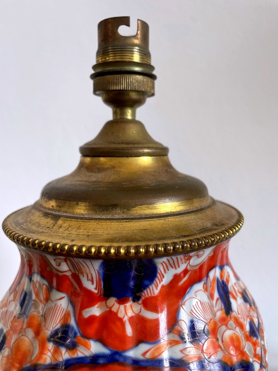 Pied de lampe en porcelaine Imari, époque Napoléon III, XIX eme-photo-2