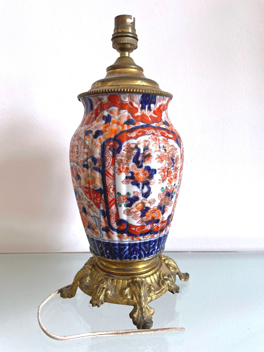Pied de lampe en porcelaine Imari, époque Napoléon III, XIX eme