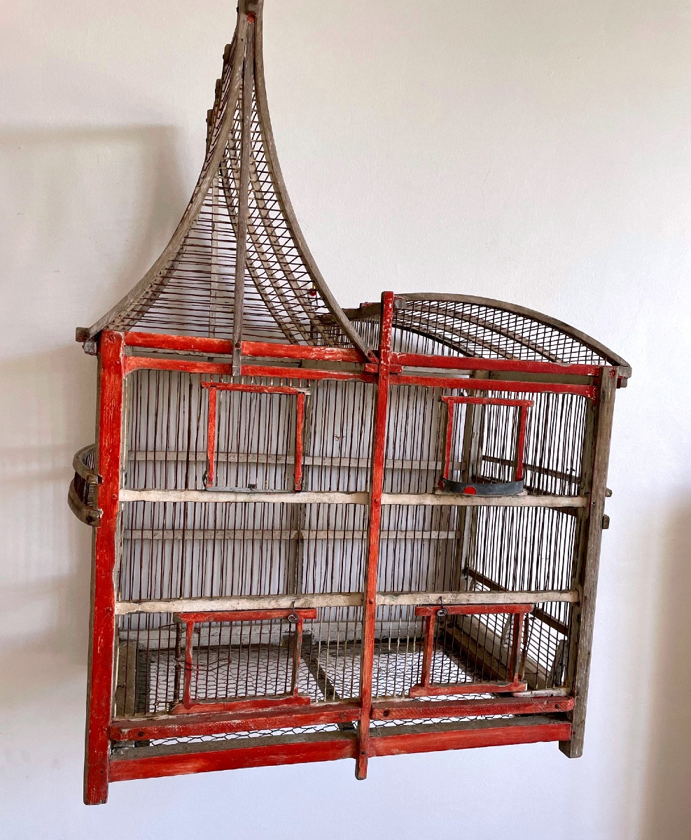 Late 19th Century Wooden Winter Garden Bird Cage-photo-2