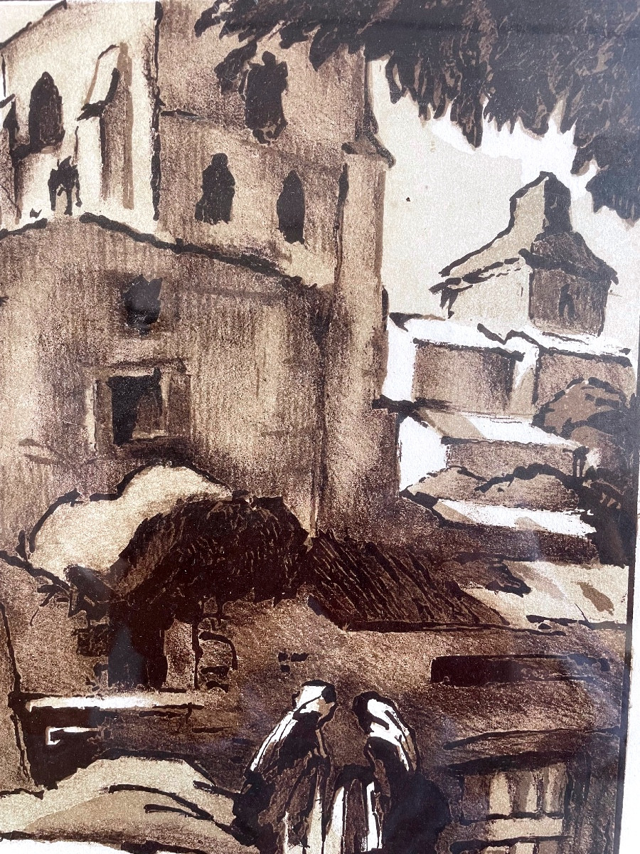 Tableau,paysage animé situé à Beaumont ( Puy de Dôme)de Perouse José Maria-photo-1