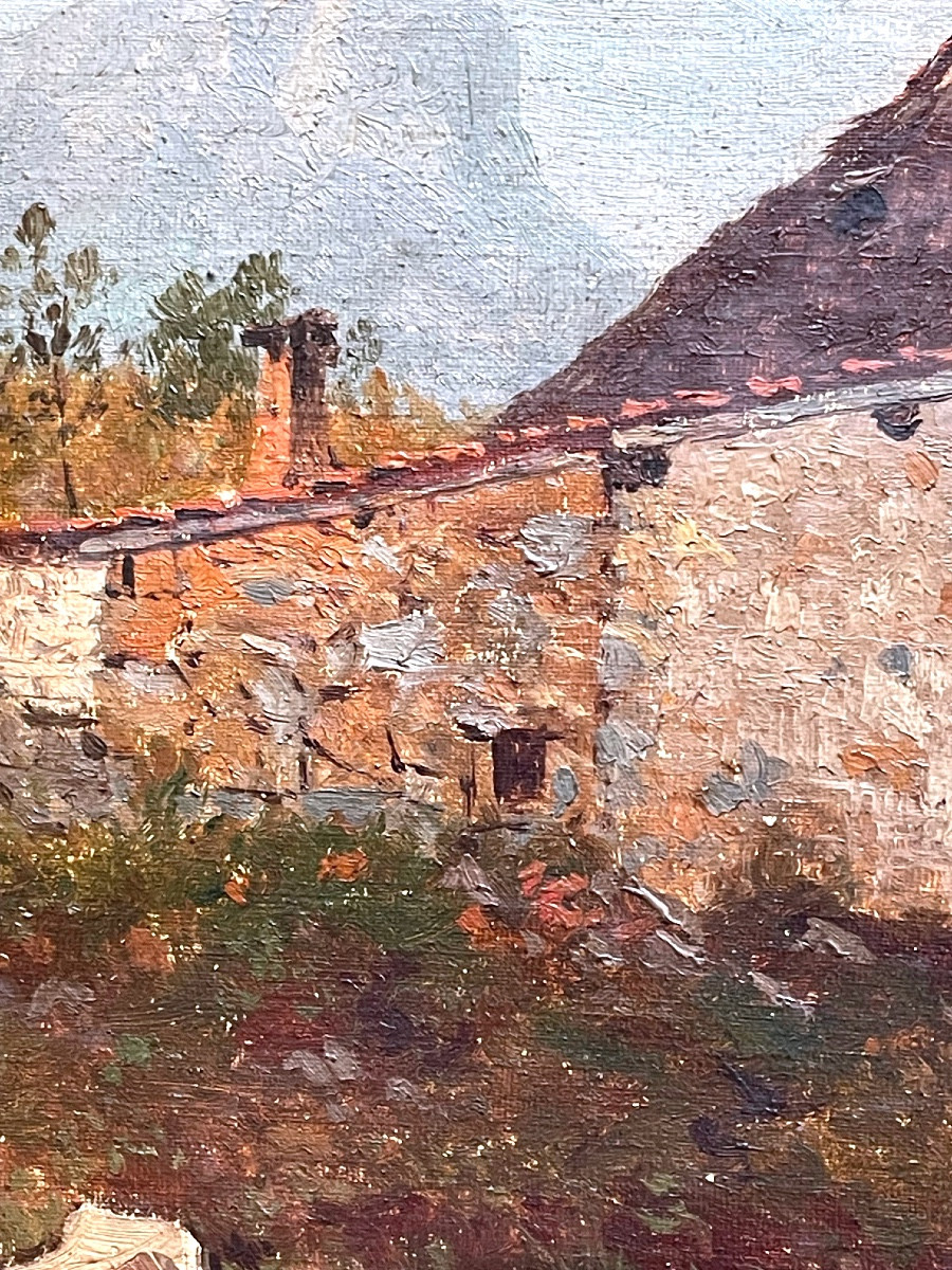 Painting, View Of A Village In Auvergne, Signed Oil -photo-4