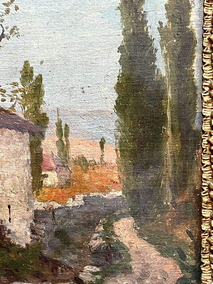Painting, View Of A Village In Auvergne, Signed Oil -photo-1