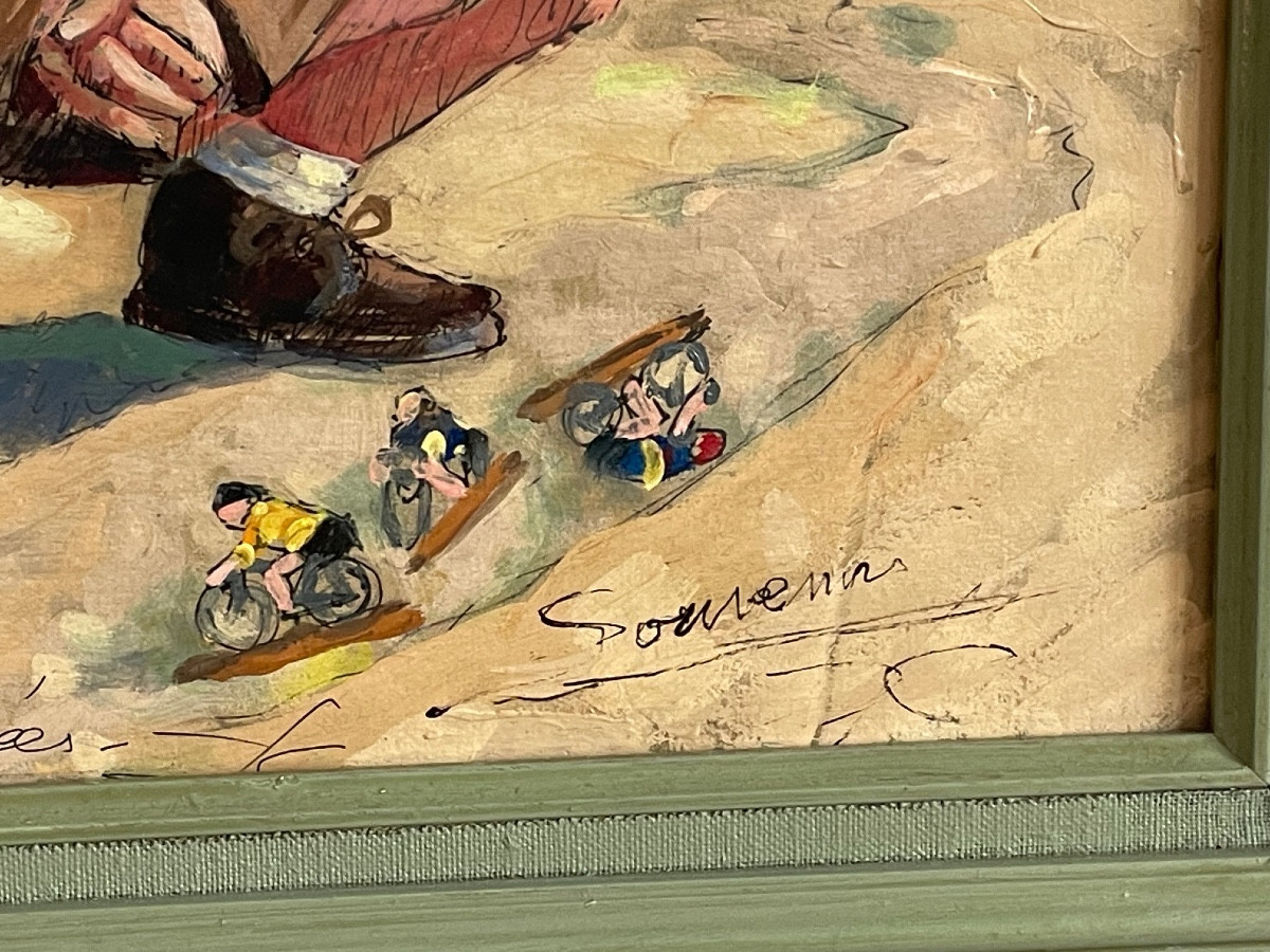 Tableau, jeux d enfants dans le sable, attribué à Christiane Caillotin, début XX-photo-3