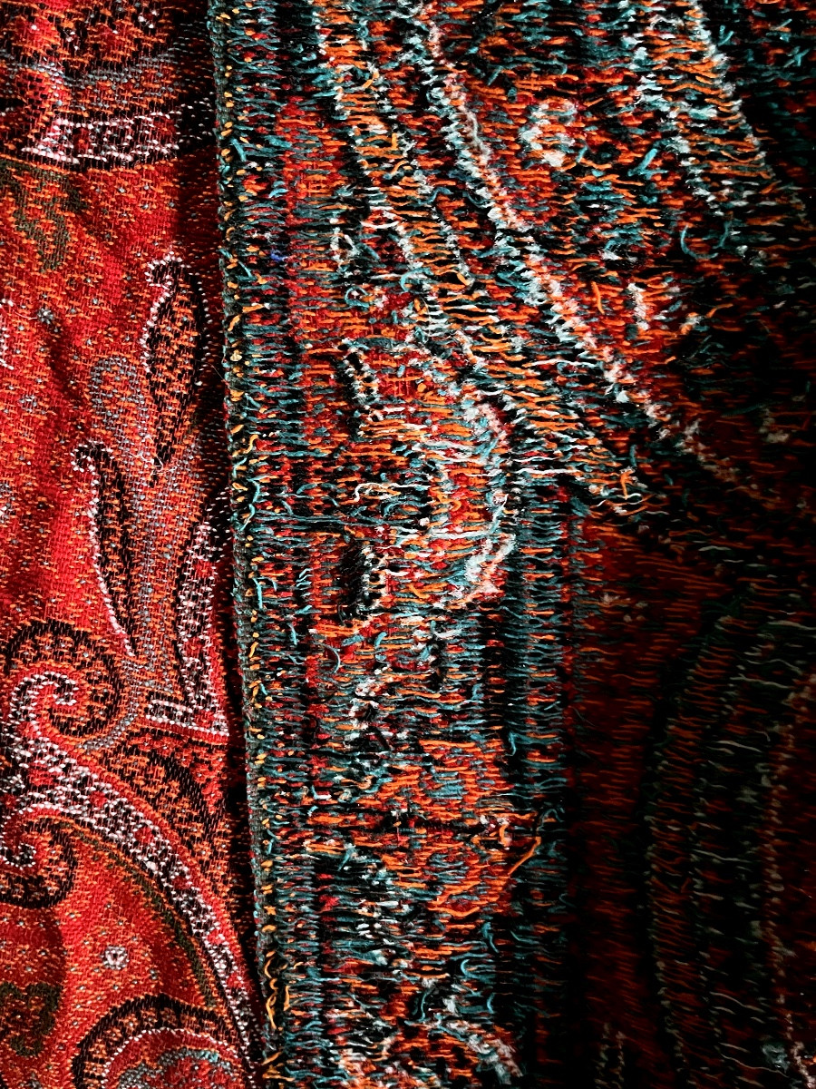 Antique Long Cashmere Shawl With Palmette Pattern, 19th Century-photo-4