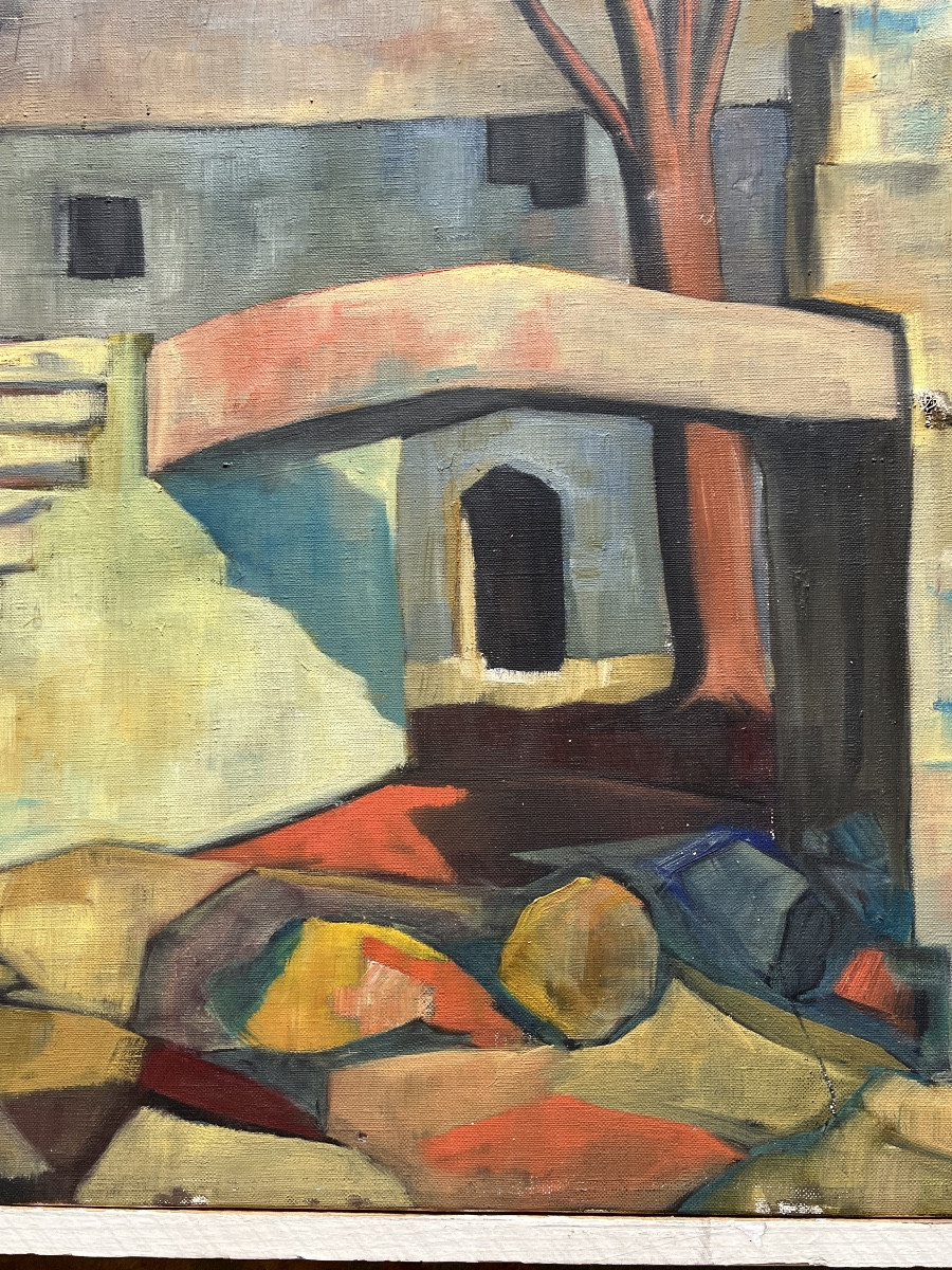 Tableau, vue sur Arcegno Suisse, huile sur toile signée de 1966-photo-2