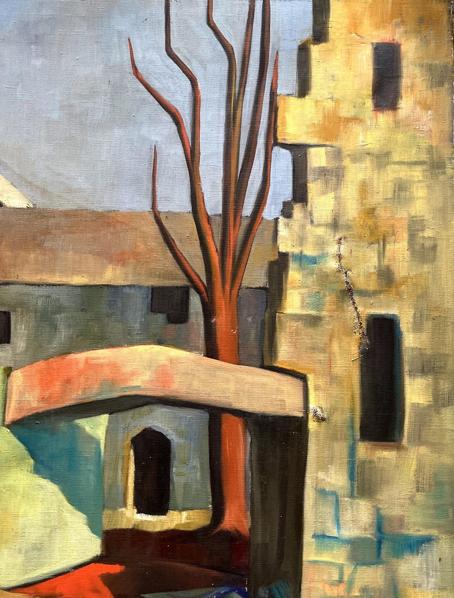 Tableau, vue sur Arcegno Suisse, huile sur toile signée de 1966-photo-3