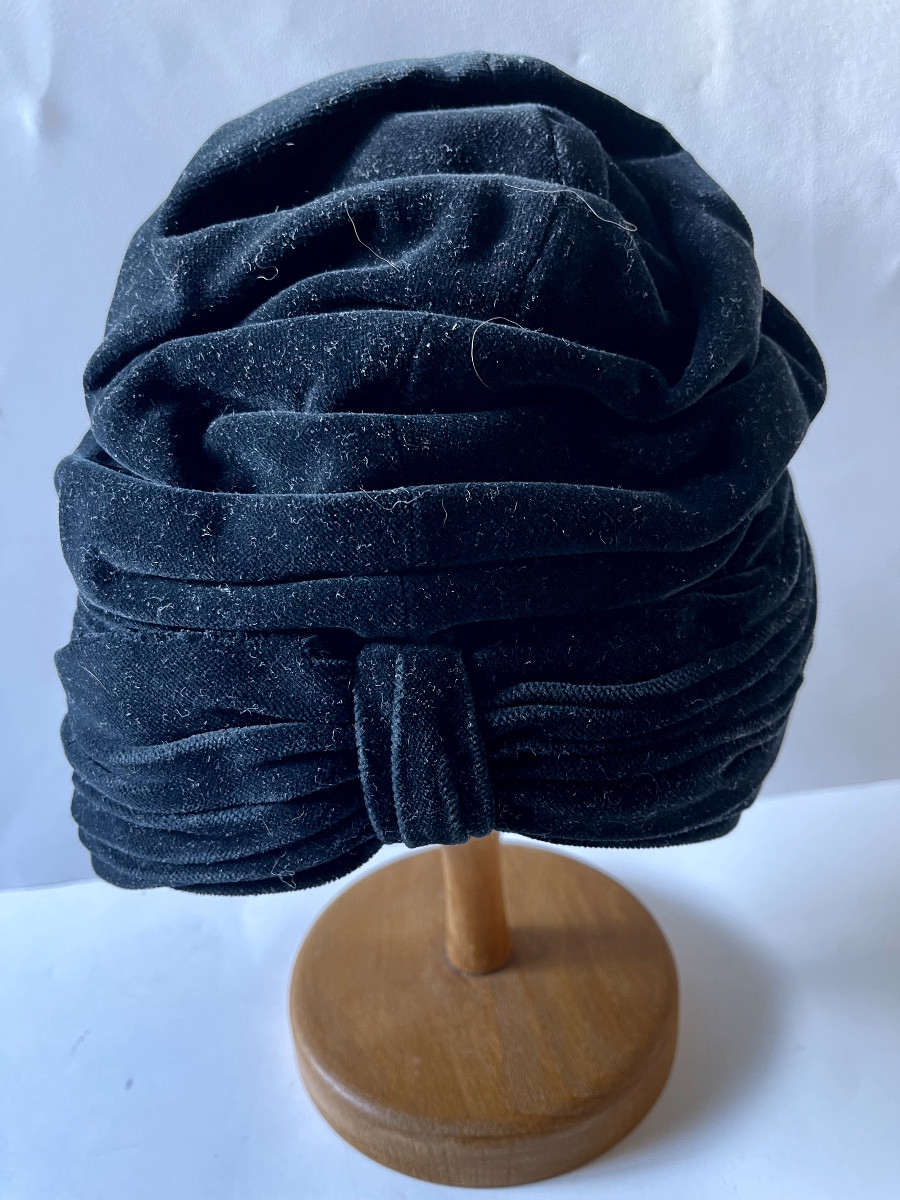Stylish Black Velvet Turban Hat, Art Deco-photo-3