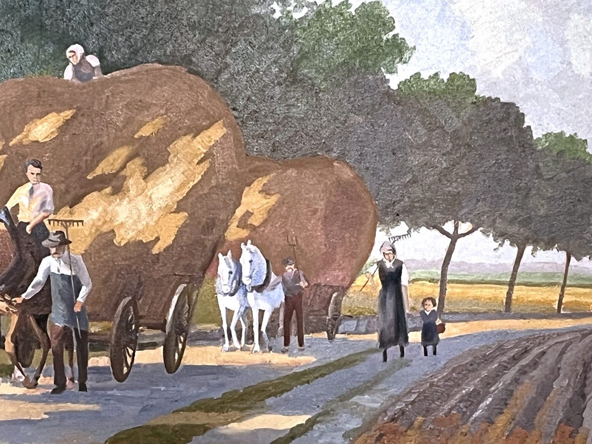 Painting, The Return From The Fields With A Hay Cart, Oil On Canvas-photo-4