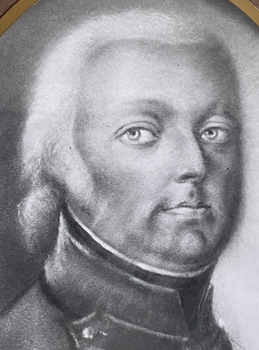 Painting, Portrait Of Karl Philipp Von Weber In Military Attire, Late 18th-century Pencil Drawing-photo-1