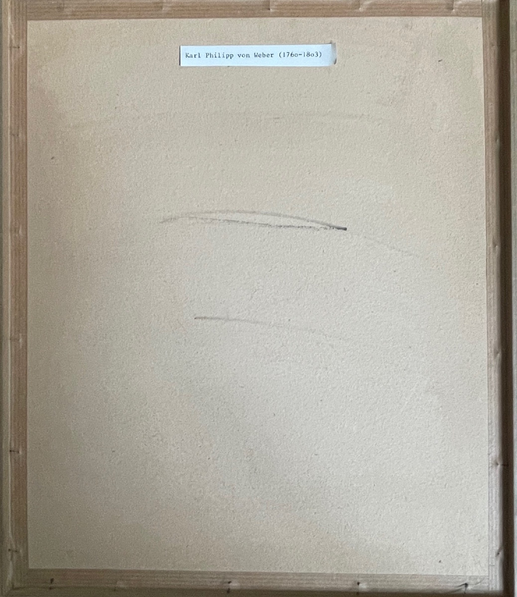 Painting, Portrait Of Karl Philipp Von Weber In Military Attire, Late 18th-century Pencil Drawing-photo-2