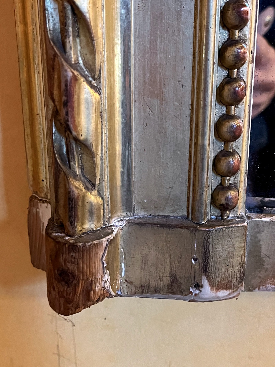 Miroir trumeau Haussmanien en bois et stuc doré -photo-4