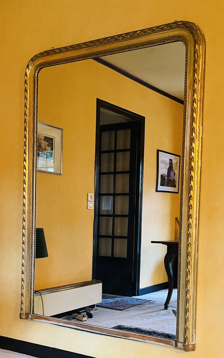 Miroir trumeau Haussmanien en bois et stuc doré 