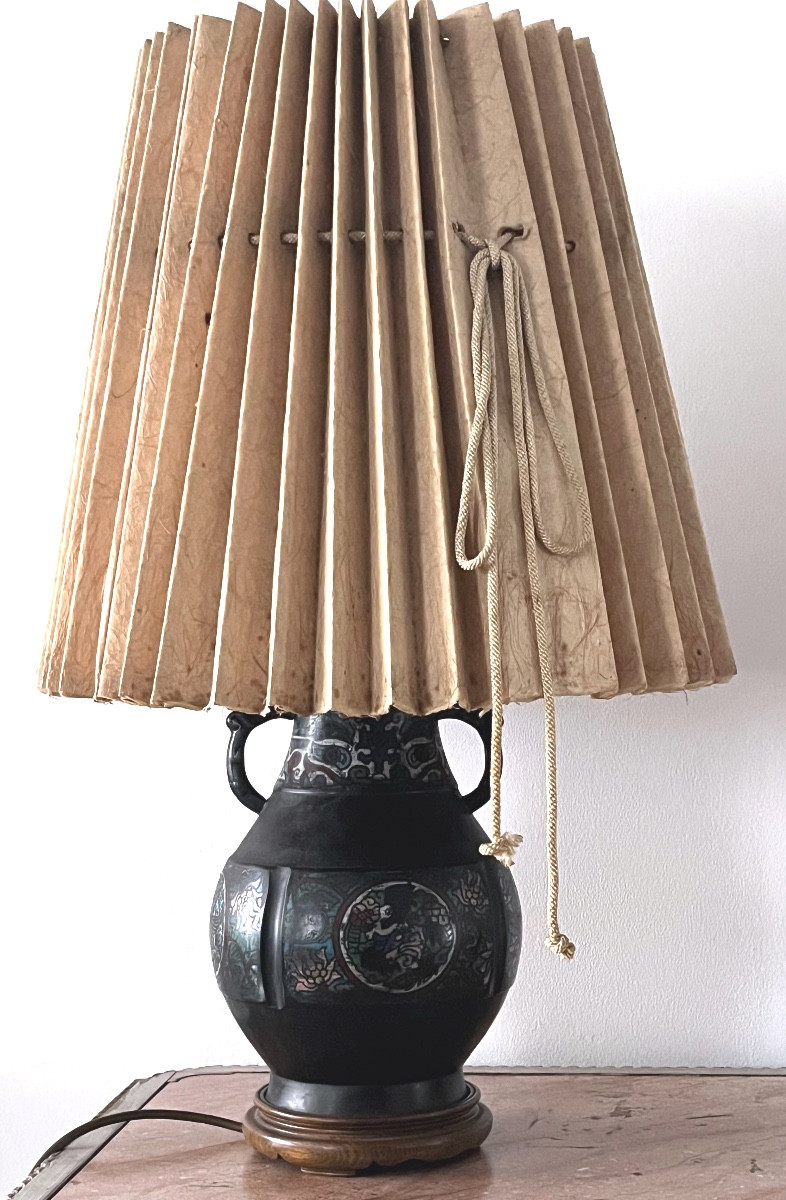 Vase en bronze , émail cloisonné , Asie début XX eme-photo-2