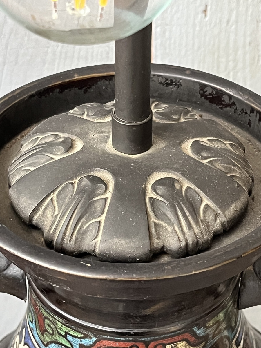 Vase en bronze , émail cloisonné , Asie début XX eme-photo-2