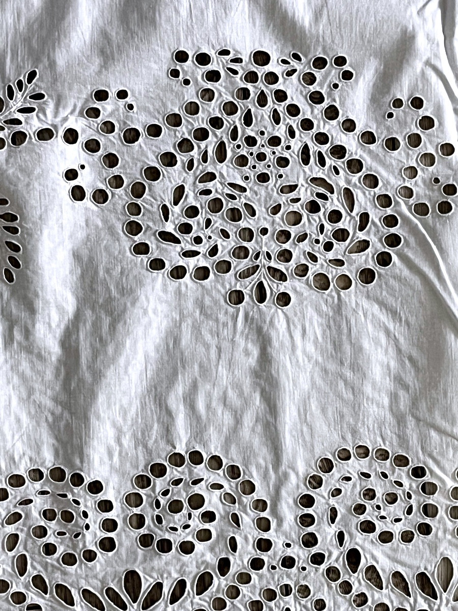 Store ou rideau ancien entièrement brodé fin du XIX eme-photo-4