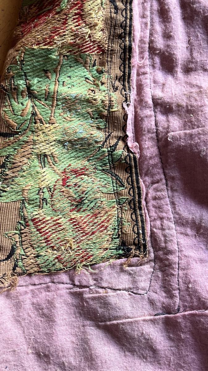 Antique Hand-embroidered Tapestry With Paisley Motifs 19th Century-photo-3