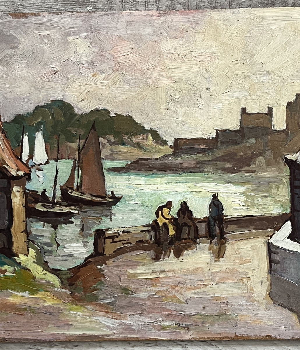 Painting, View Of Brittany At Plougastel, Oil Signed Le Toiser-photo-3