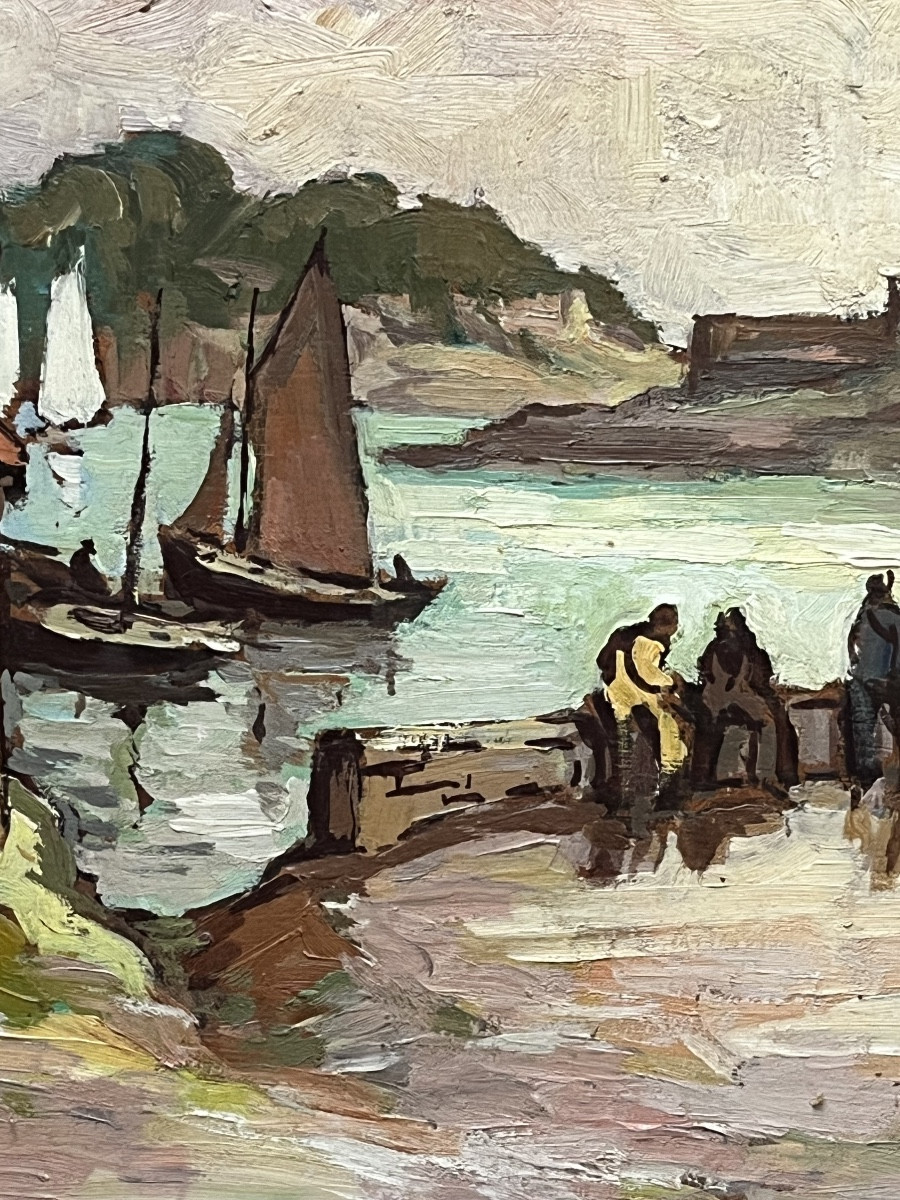 Painting, View Of Brittany At Plougastel, Oil Signed Le Toiser-photo-1