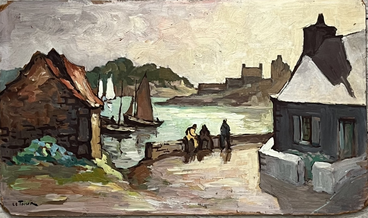 Painting, View Of Brittany At Plougastel, Oil Signed Le Toiser