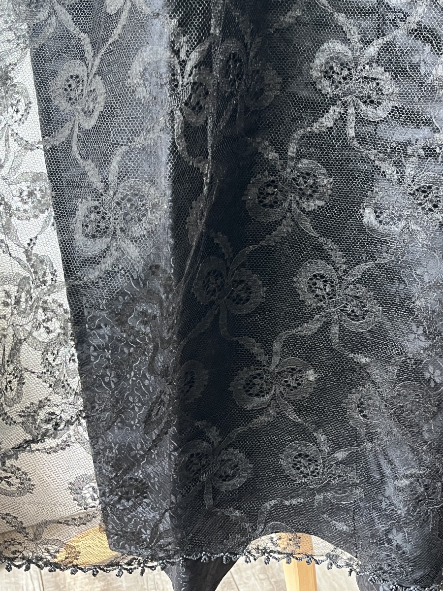 Antique Dress In Fabric Covered With A Lace And Jet Tunic Circa 1910-photo-3