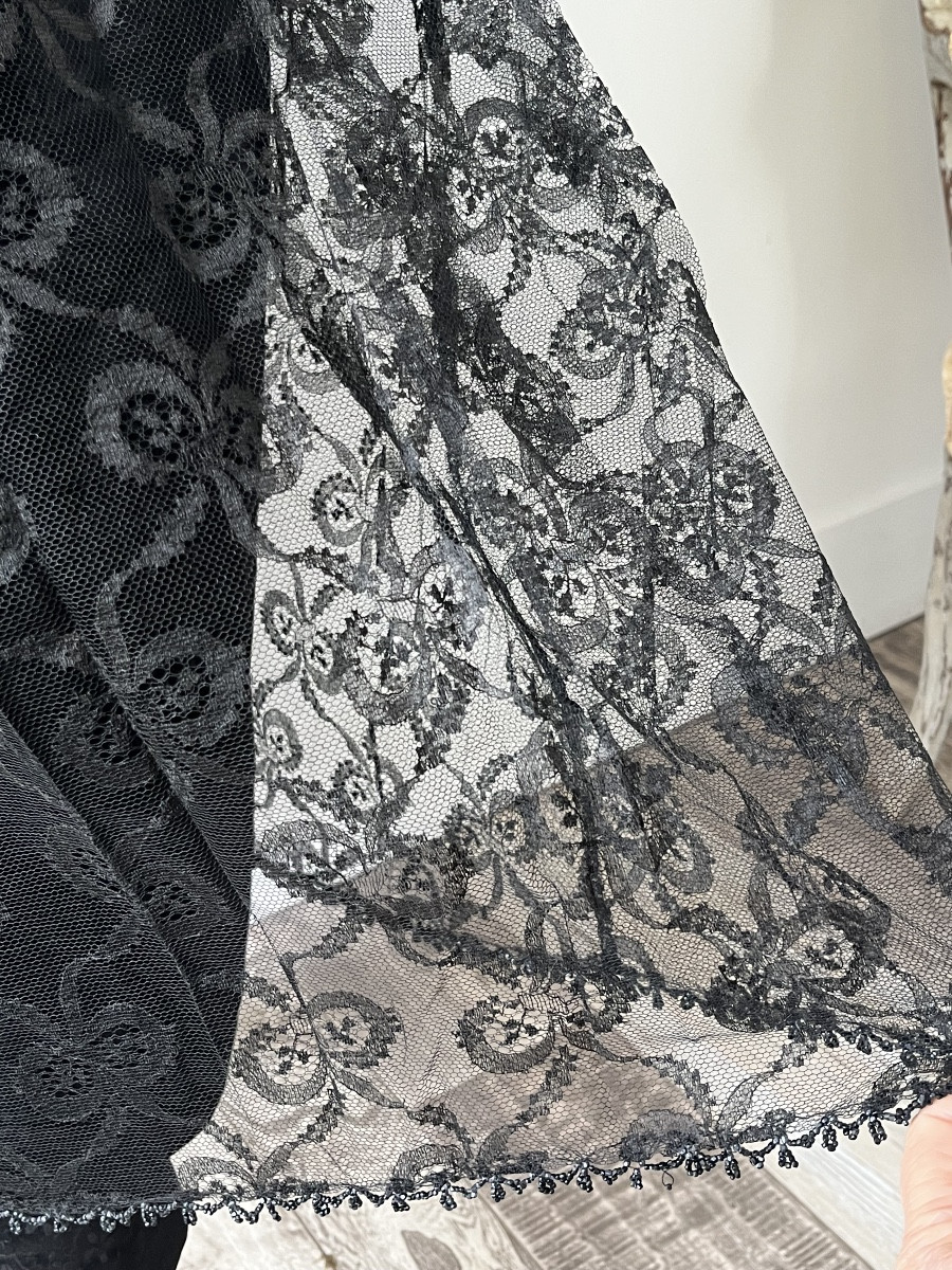 Antique Dress In Fabric Covered With A Lace And Jet Tunic Circa 1910-photo-4