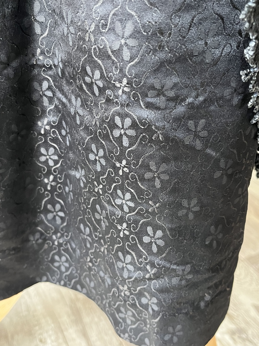 Antique Dress In Fabric Covered With A Lace And Jet Tunic Circa 1910-photo-5