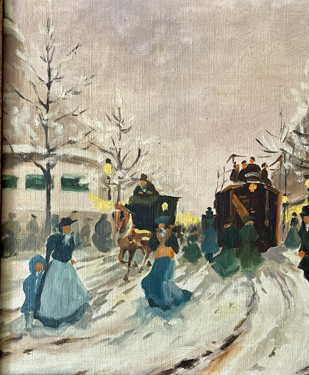 Tableau , grand boulevard à Paris, Hst signée H Schaeffer-photo-2