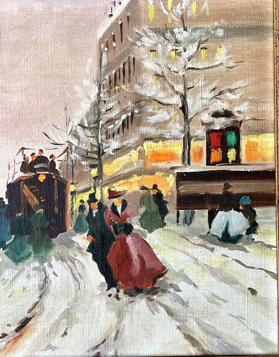 Tableau , grand boulevard à Paris, Hst signée H Schaeffer-photo-4